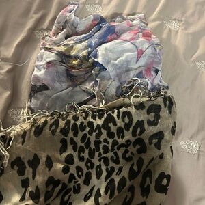 Leopard and Floral Print Scarf